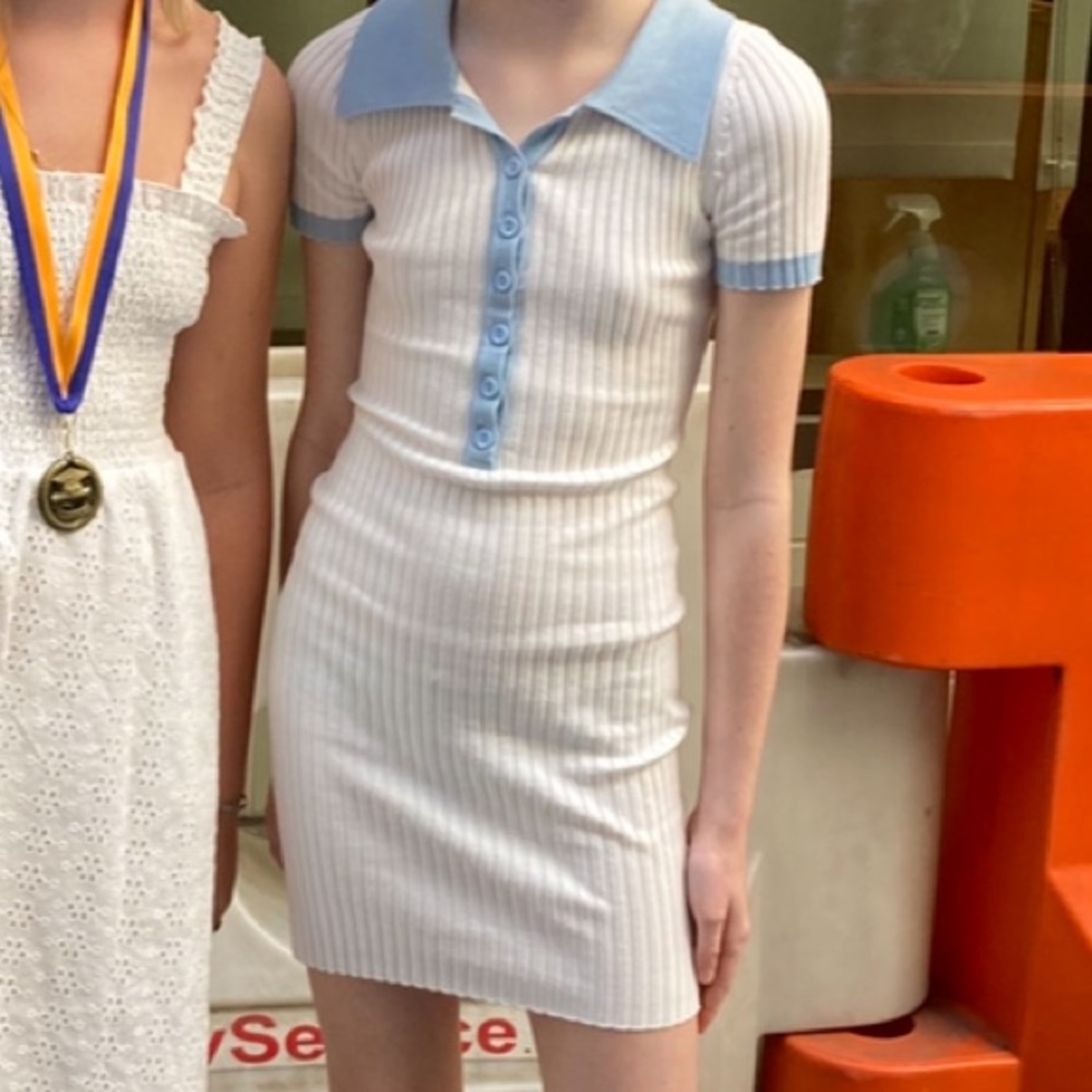 Stretchy polo collar dress